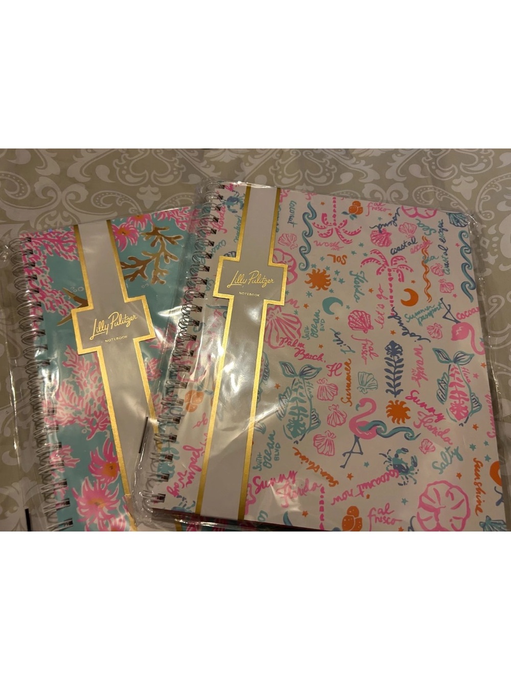 Lilly Pulitzer Hardcover Spiral Notebooks Royal Coral Summer Serenade new
